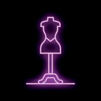 Neon pink mannequin standing on black background vector