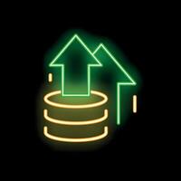 Neon icon of data transferring uploading to database vector