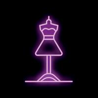 Neon sign representing a dress form, symbolizing fashion design vector