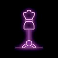 Neon sign representing mannequin for dressmaking on black background vector