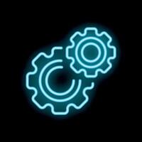Neon gears interlocking representing teamwork and collaboration vector