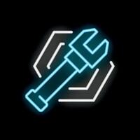 Neon wrench icon representing technical support and maintenance vector