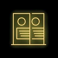 Glowing neon line office folders icon isolated on black background vector