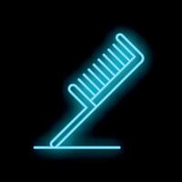 Blue neon sign comb resting on surface icon graphic design element vector