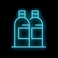 Neon sign of two bottles glowing on black background vector