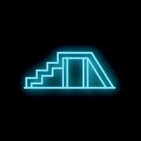 Neon blue playground slide icon on black background vector