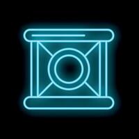 Glowing neon line traditional japanese drum on black background icon vector