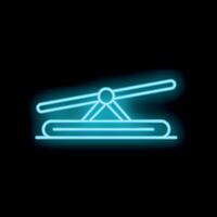 Glowing neon seesaw icon on a black background representing playgrounds and childhood memories vector