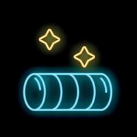 Neon icon of clean pipe shining with purity on black background vector