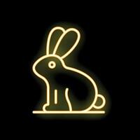 Neon yellow bunny rabbit glowing on black background vector