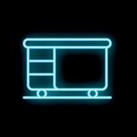 Neon medical trolley with drawers glowing on a black background vector