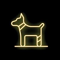 Neon sign depicting a dog with a bandaged paw standing on a base vector