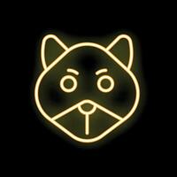 Neon raccoon face glowing on black background vector