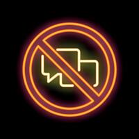 Neon sign showing folder sharing prohibition on black background vector