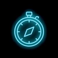 Glowing neon compass showing direction on black background vector