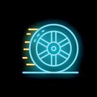 Neon wheel rolling fast leaving a trail behind vector