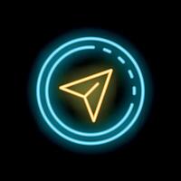 Neon sign showing a paper plane flying around the world vector