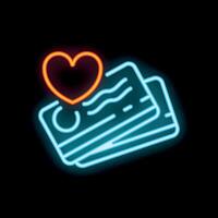 Neon sign representing loyalty program with credit cards and heart shape vector