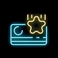 Neon loyalty program with star falling on credit card vector