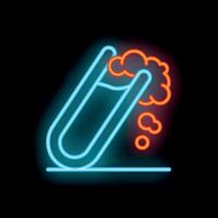 Neon test tube bubbling over with chemical reaction experiment vector