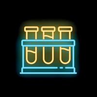 Neon icon of test tubes showing experiment results in laboratory setting vector