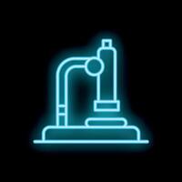 Neon microscope icon glowing on a black background vector