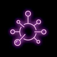 Neon style icon representing hub and spokes network vector