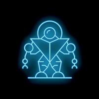 Neon robot standing with arms outstretched and antenna on head vector