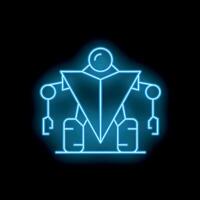 Blue neon glowing icon of a robot showing artificial intelligence concept vector