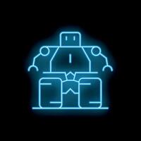 Neon robot lifting boxes in warehouse logistics concept vector