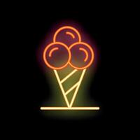 Neon sign showing ice cream balls on a waffle cone vector