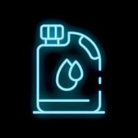 Neon sign of liquid soap container glowing on black background vector