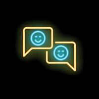 Neon icons of speech bubbles showing positive emotions vector