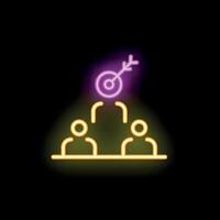 Neon icon of business team working together for common goal vector