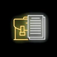 Neon icon of a briefcase with documents representing business management vector