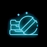 Neon icon of database with stop sign representing data breach vector