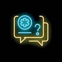 Neon speech bubbles showing medical advice symbol and question mark vector