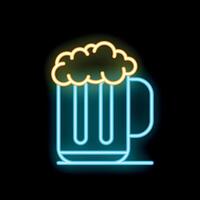 Neon sign showing foamy beer in glass with handle vector