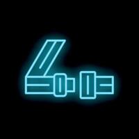 Neon icon of seat belt fastened on black background vector