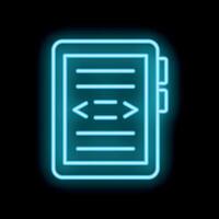 Neon icon of ebook reader showing formatting options vector