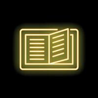 Neon sign showing open book for library or bookstore vector