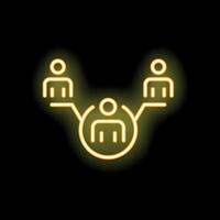 Neon icon of three people network representing a business team vector