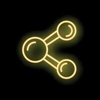 Neon share icon glowing on dark background vector