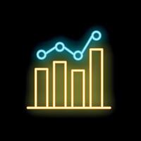 Neon style bar graph showing growth on black background vector