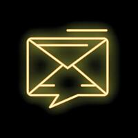 Neon mail envelope sending message in chat bubble vector