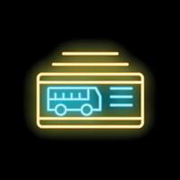 Neon sign showing online bus ticket booking app interface vector