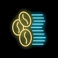 Neon sign representing coffee beans showing speed and energy boost vector