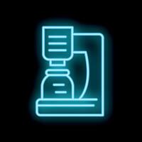 Neon sign of automatic coffee machine with cup for making espresso beverage vector