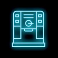 Neon sign of coffee machine making fresh espresso beverage vector
