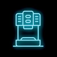 Neon sign of coffee machine making fresh espresso in dark background vector
